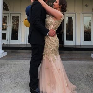 Long Prom Dress (Gold and blush pink)